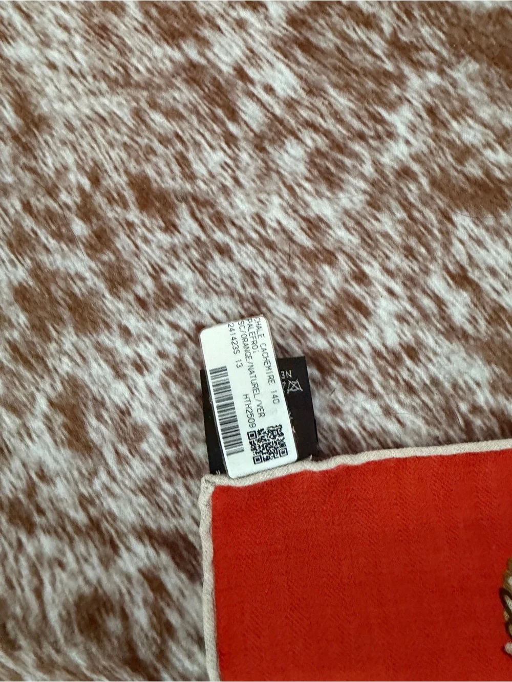 Hermes Red, Cream, Brown Equestrian Silk Scarf